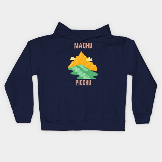 Machu Picchu, Peru Travel Kids Hoodie by RetroColors